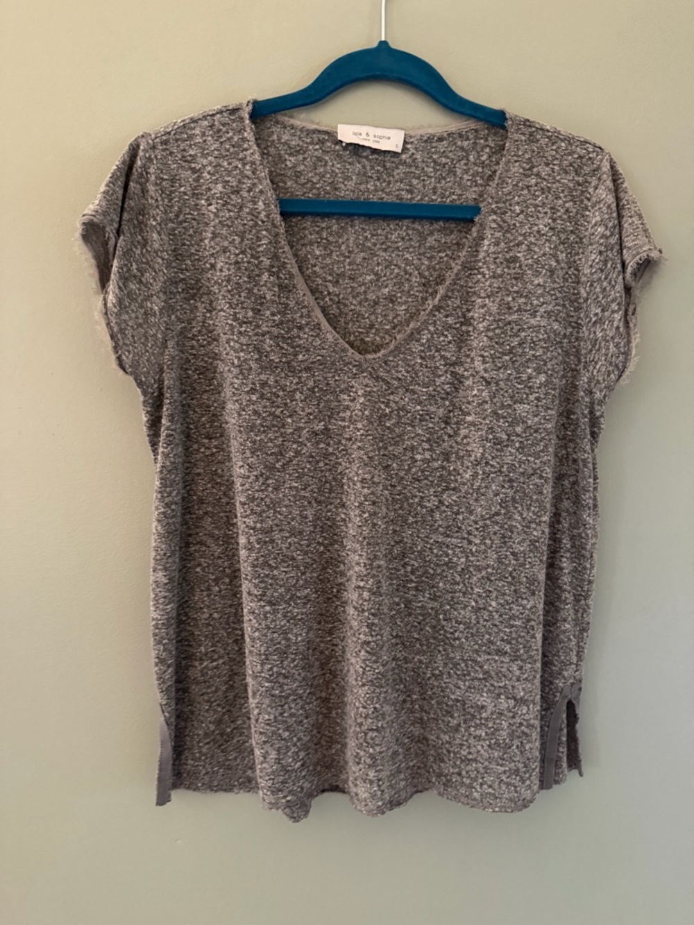 lola & sophie v-neck short sleeve shirt linen /elastane soft breathable small